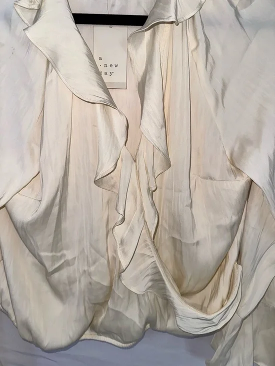 a new day Cream Ruffle-Front Satin Blouse - Picture 4 of 8